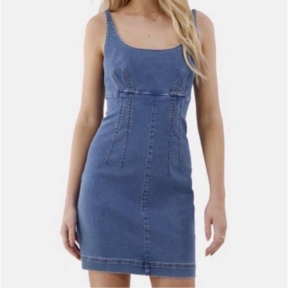 No Boundaries Stretchy Denim Dress Size L - Picture 1 of 8